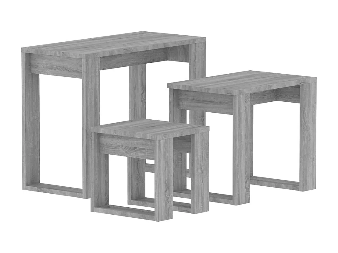 Tables gigognes 3 pcs Sonoma gris Bois d'ingénierie