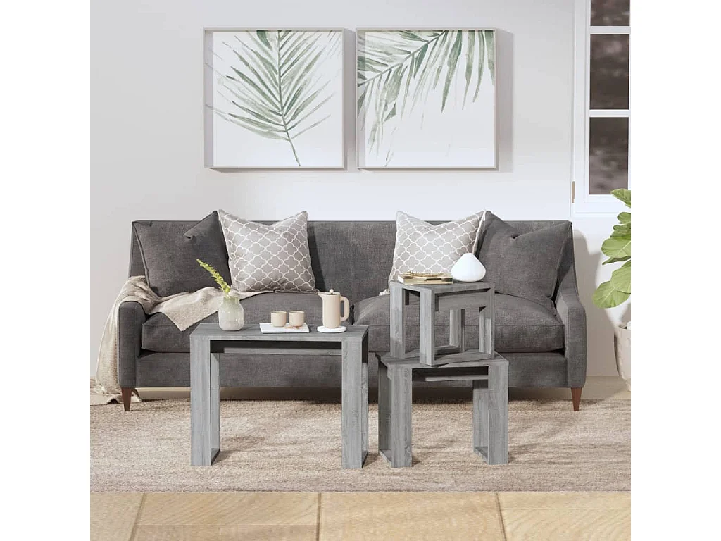 Tables gigognes 3 pcs Sonoma gris Bois d'ingénierie
