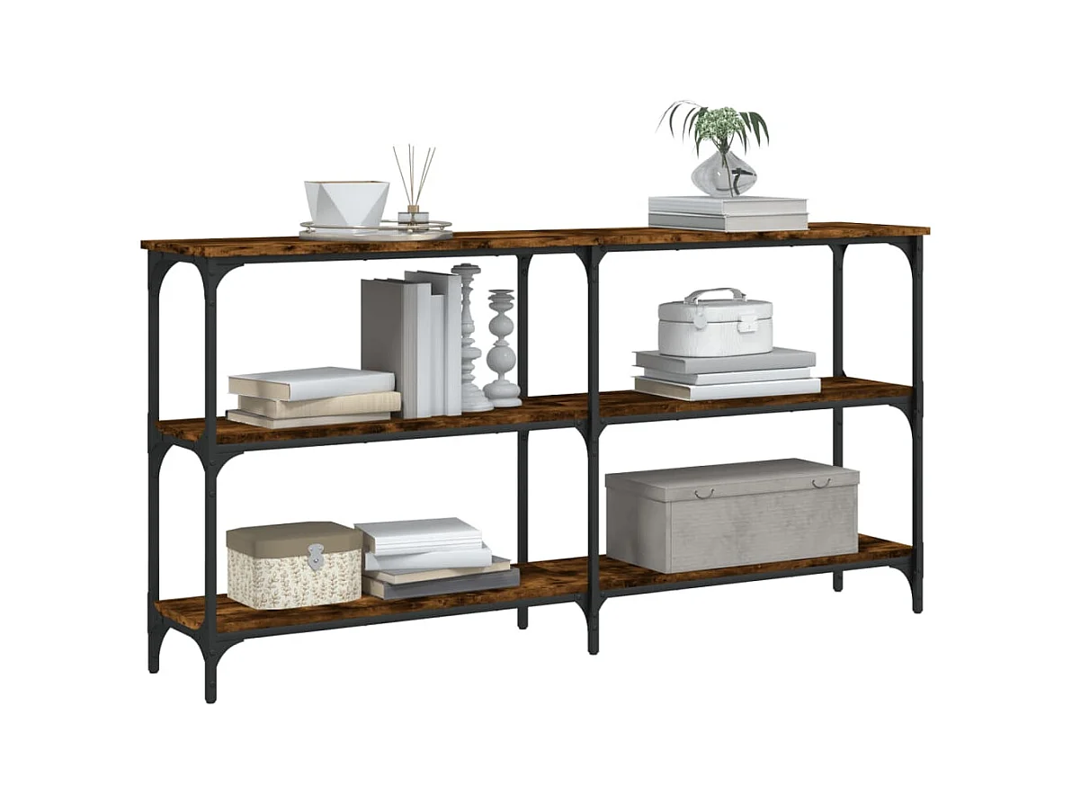 Consola de roble ahumado 150x29x75 cm madera de ingeniería