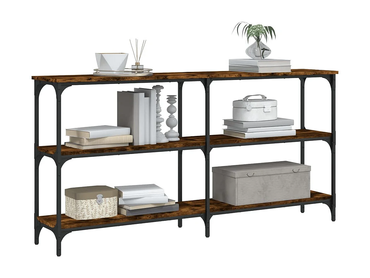 Consola de roble ahumado 150x29x75 cm madera de ingeniería