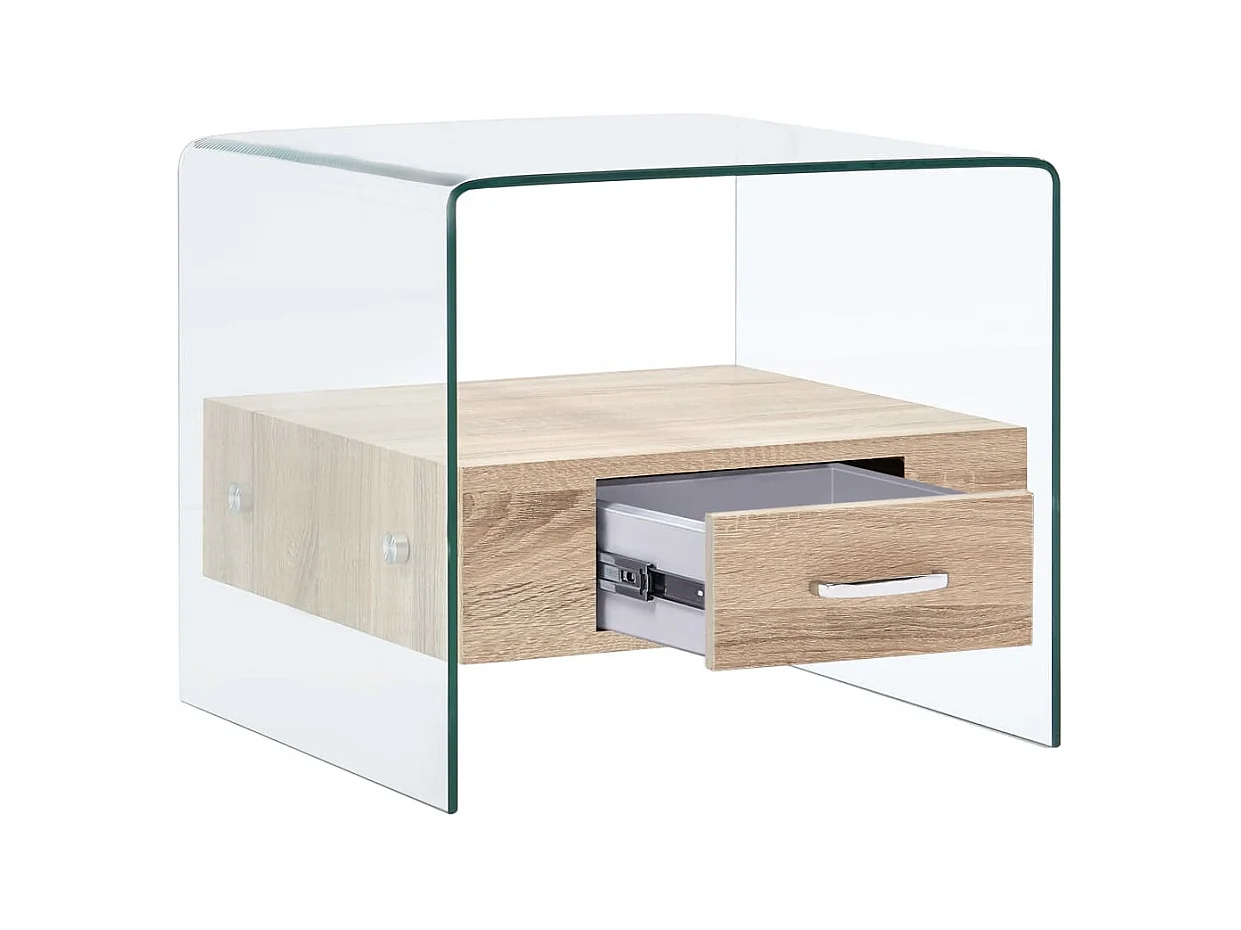 Mesa de centro con cajón 50x50x45 cm Cristal templado