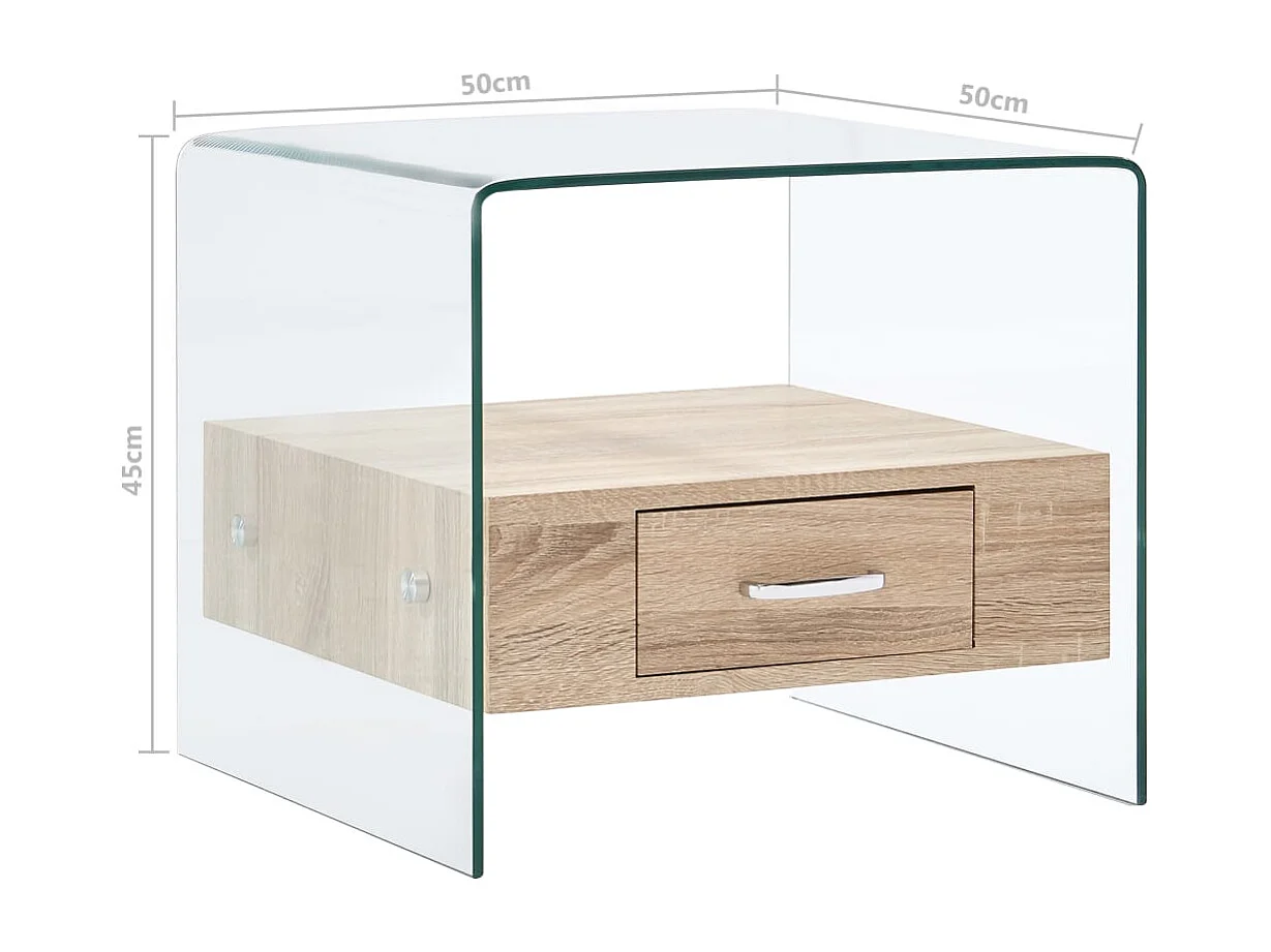 Mesa de centro con cajón 50x50x45 cm Cristal templado