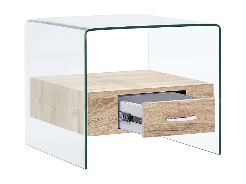 Mesa de centro con cajón 50x50x45 cm Cristal templado