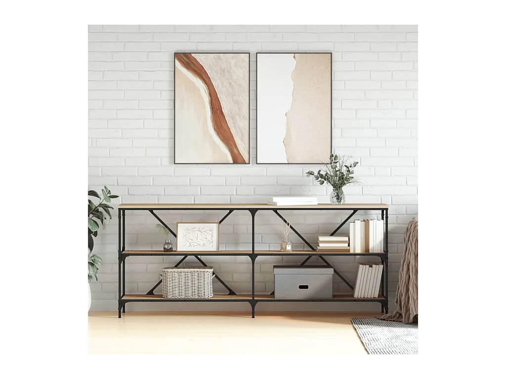 Table console chêne sonoma 180x30x75cm bois d'ingénierie et fer