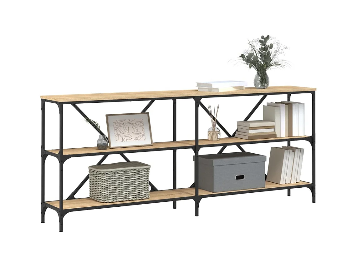 Table console chêne sonoma 180x30x75cm bois d'ingénierie et fer