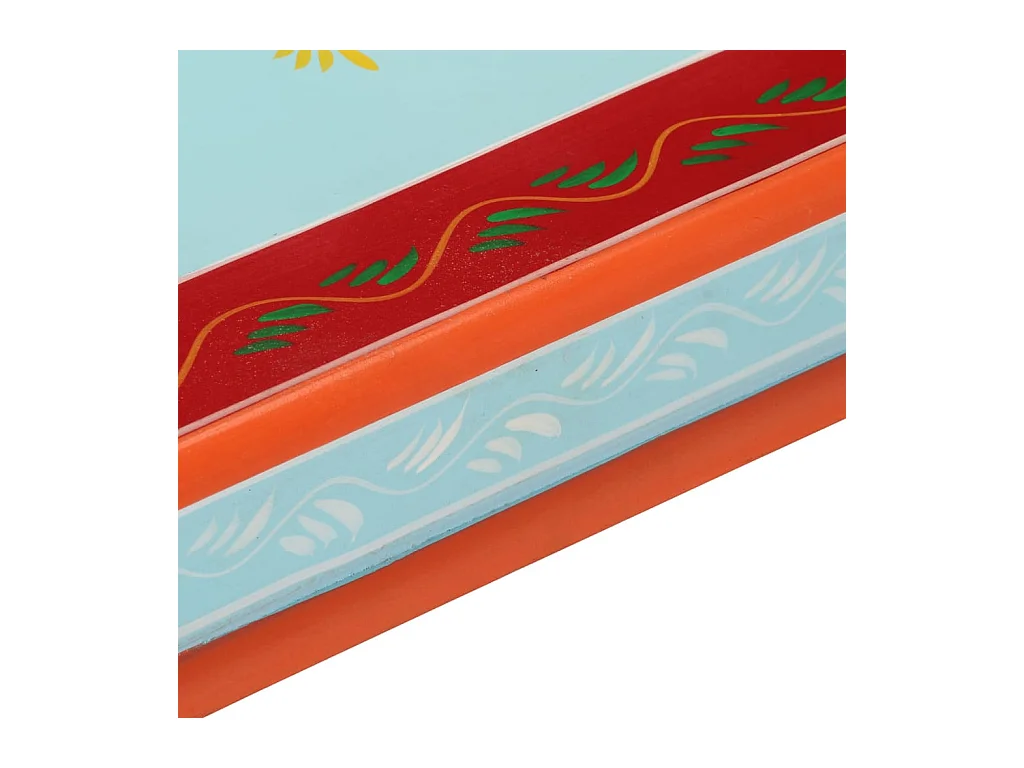 Table basse bleu bois de manguier massif peint à la main