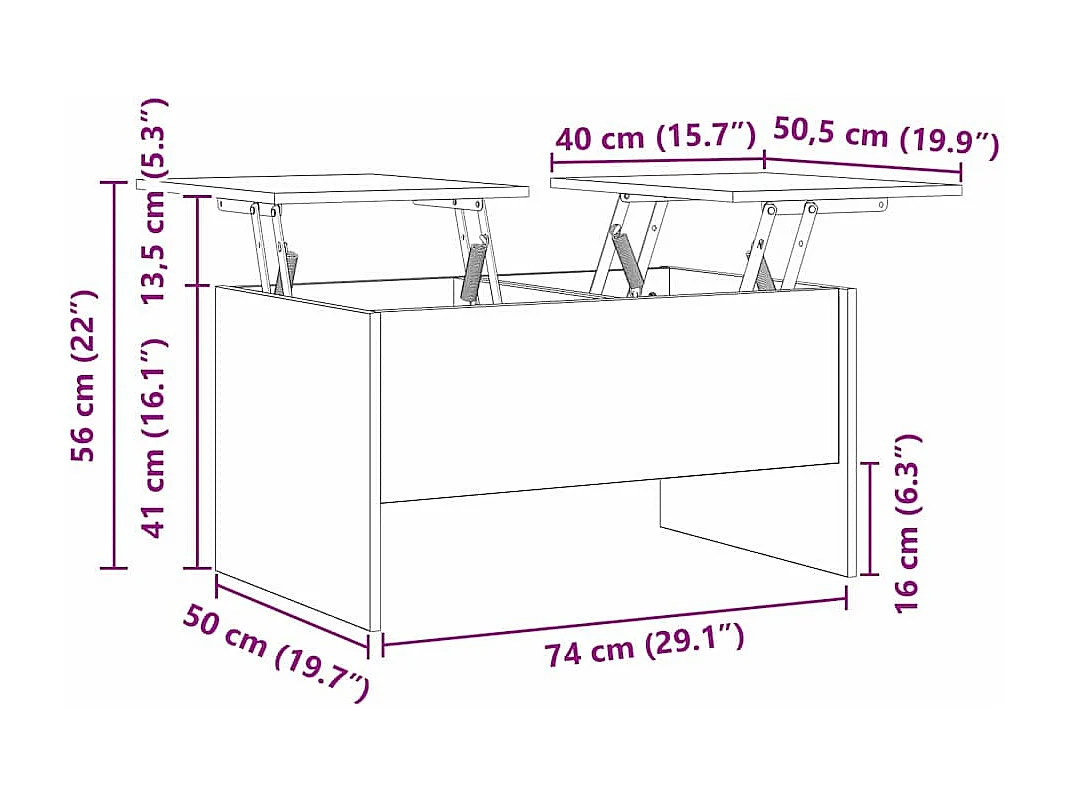Table basse Chêne noir 80 x 50,5 x 42,5 cm Bois d'ingénierie