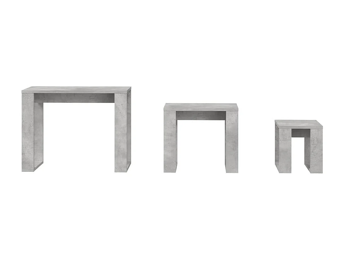 Tables gigognes 3 pcs Gris béton Bois d'ingénierie