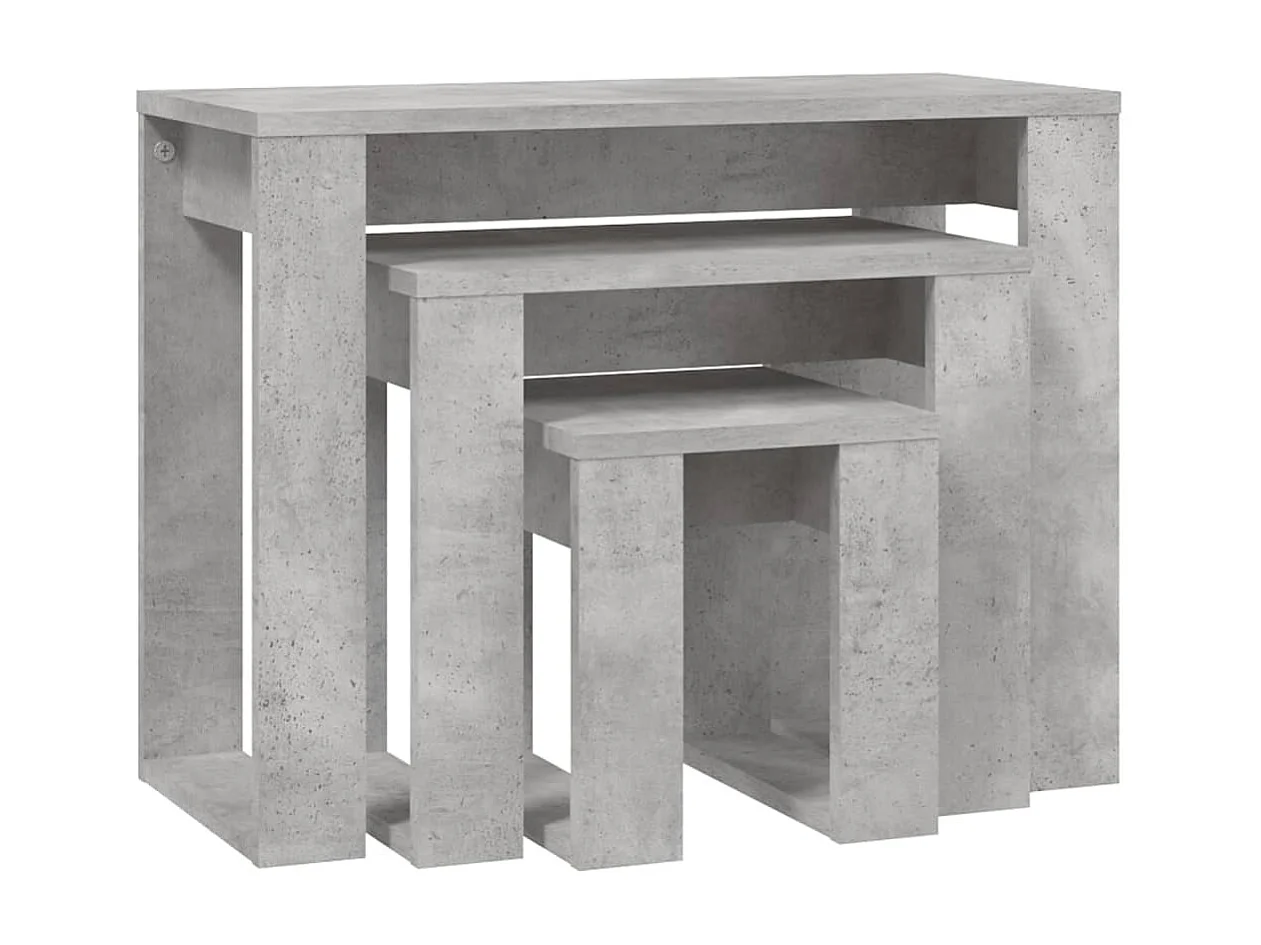 Nesttafels 3 stuks Betongrijs bewerkt hout