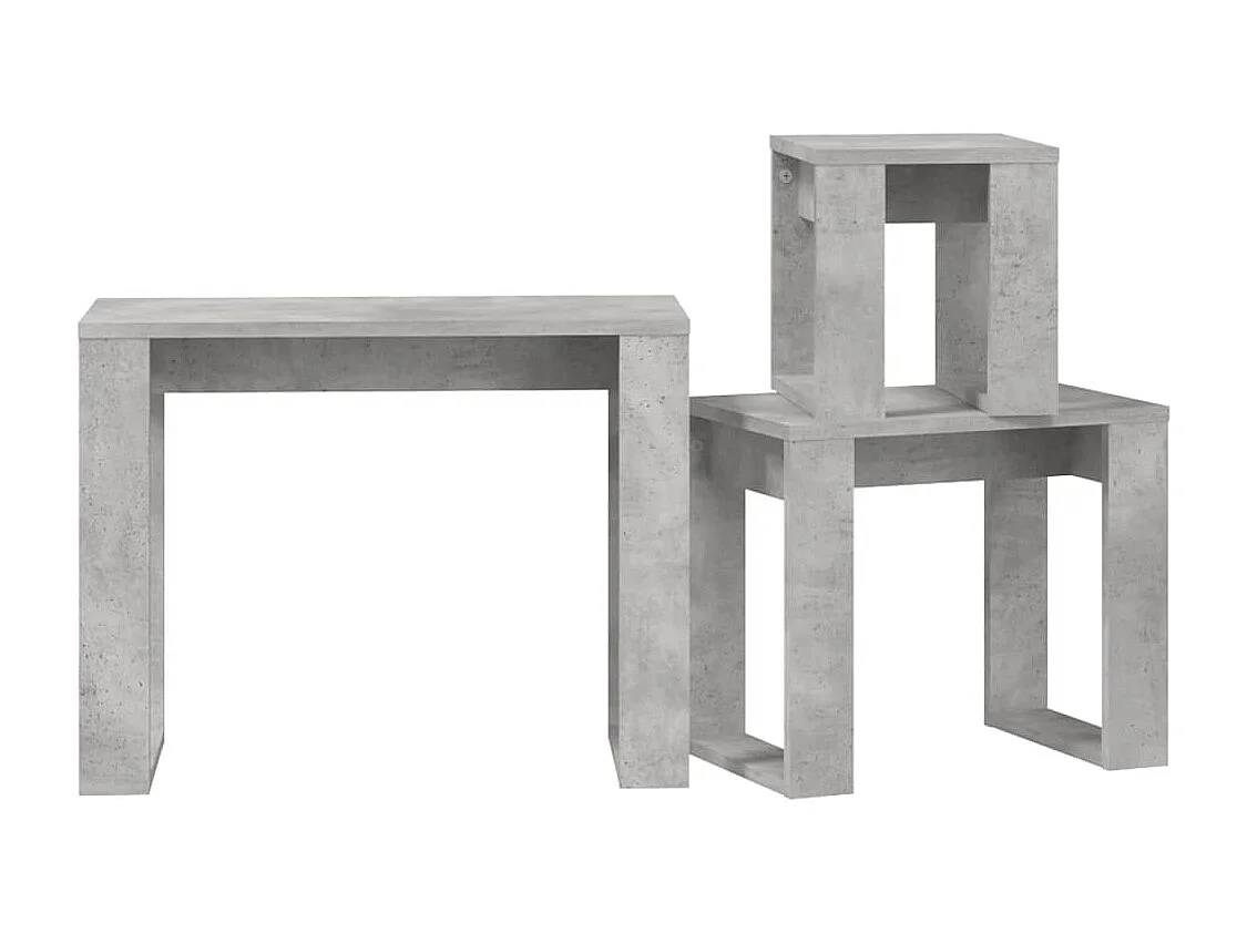 Nesttafels 3 stuks Betongrijs bewerkt hout
