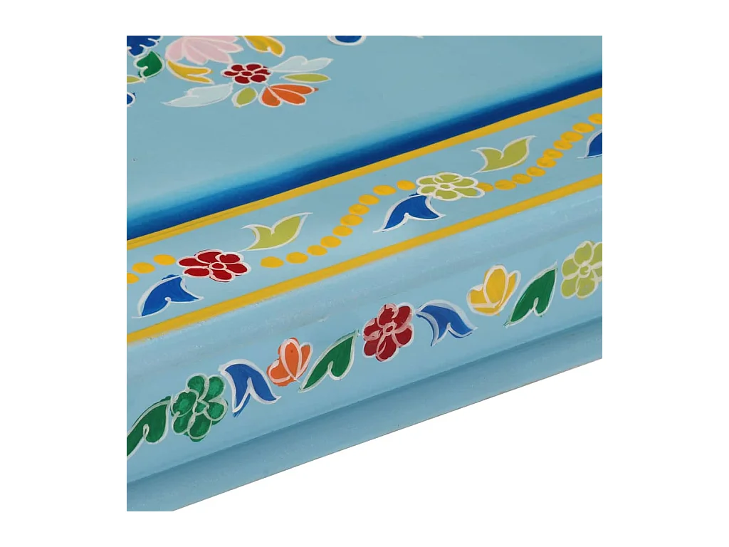 Table basse turquoise bois de manguier massif peint à la main