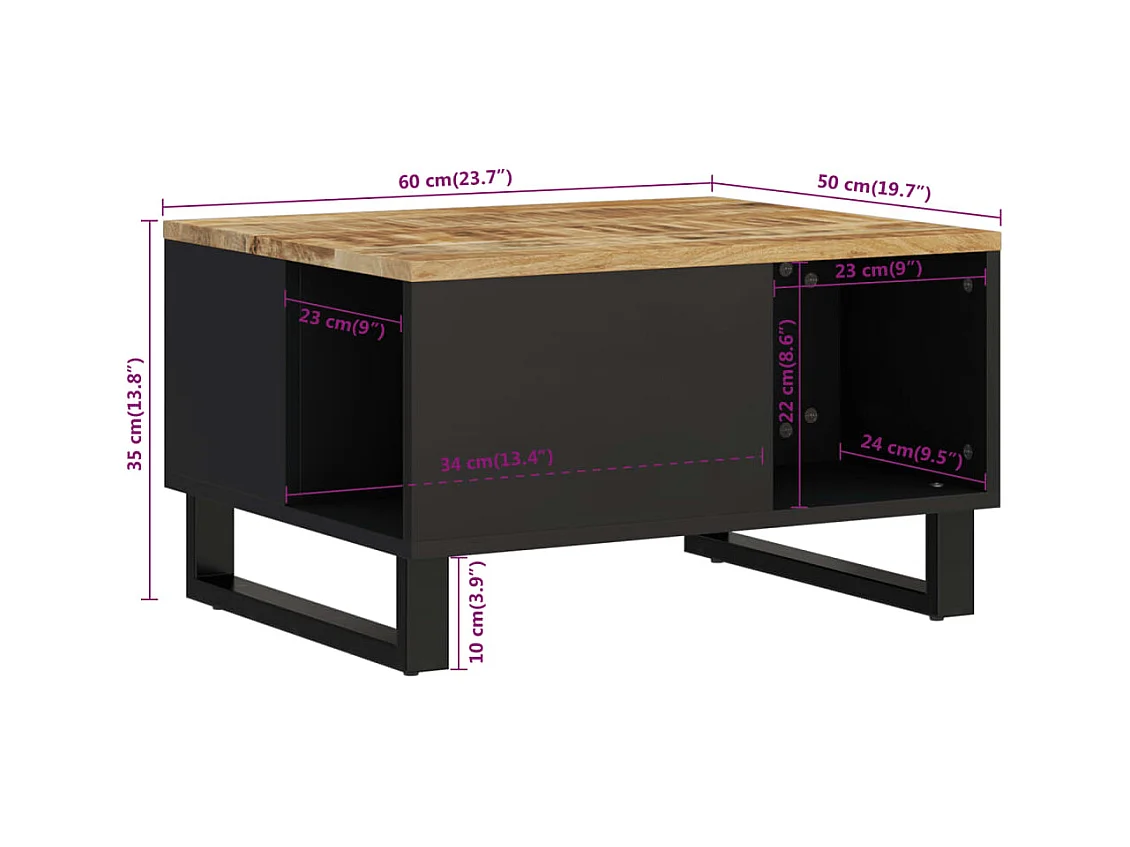 Table basse 60x50x35 cm bois de manguier massif
