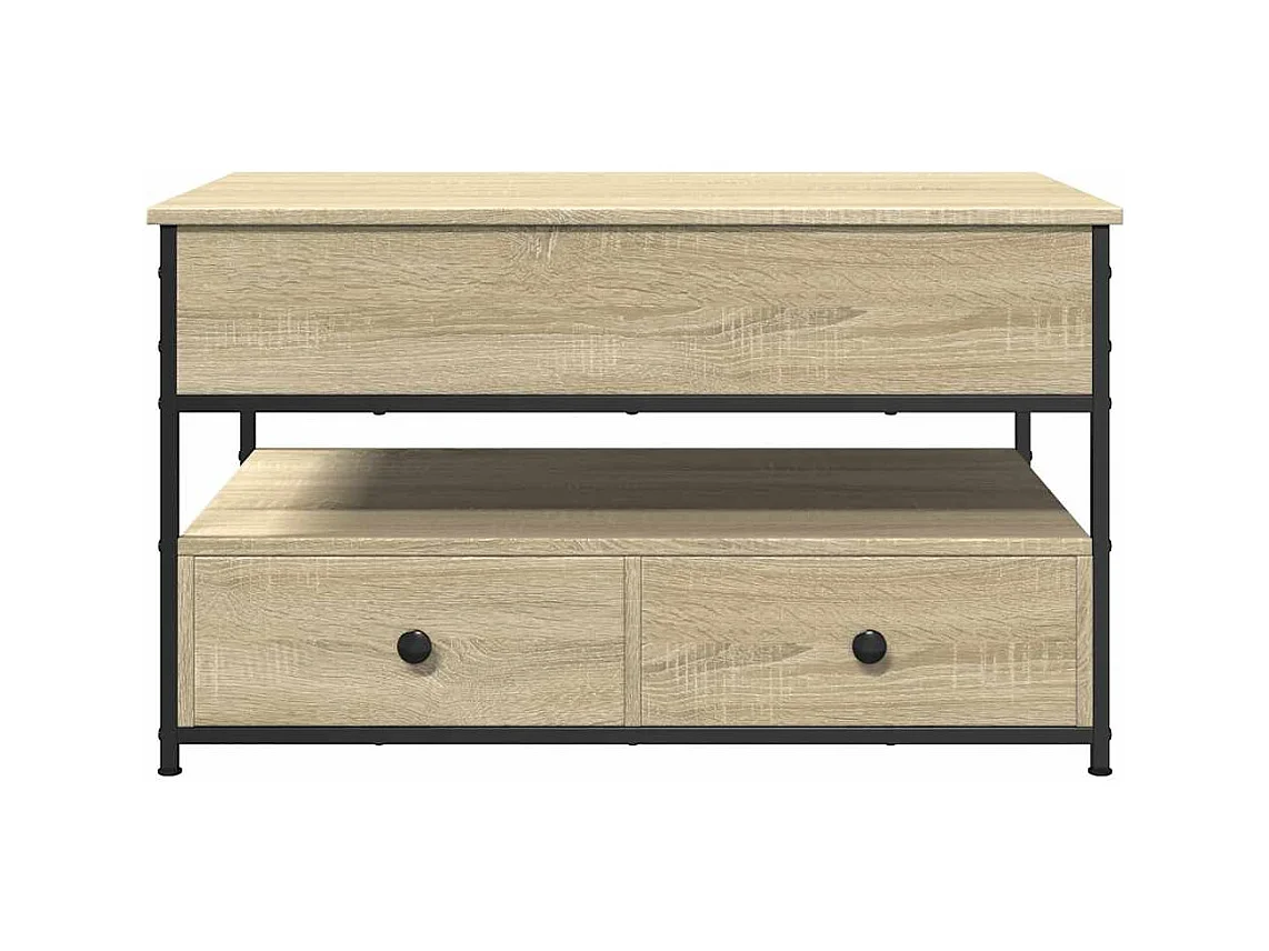 Table basse chêne sonoma 85x50x50 cm bois d'ingénierie et métal