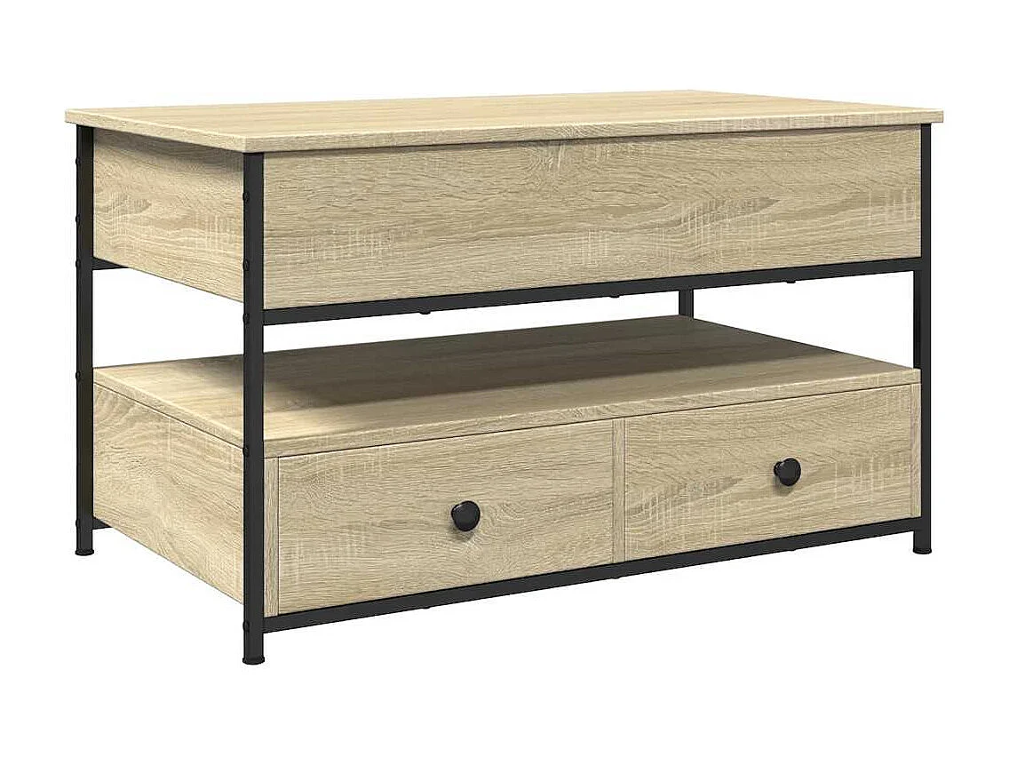 Table basse chêne sonoma 85x50x50 cm bois d'ingénierie et métal