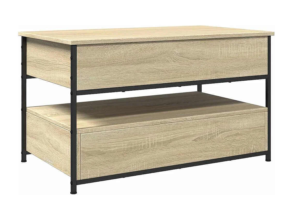 Table basse chêne sonoma 85x50x50 cm bois d'ingénierie et métal