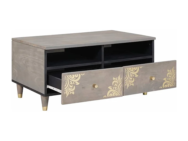 Salontafel Grijs 80 x 54 x 40 cm massief mangohout