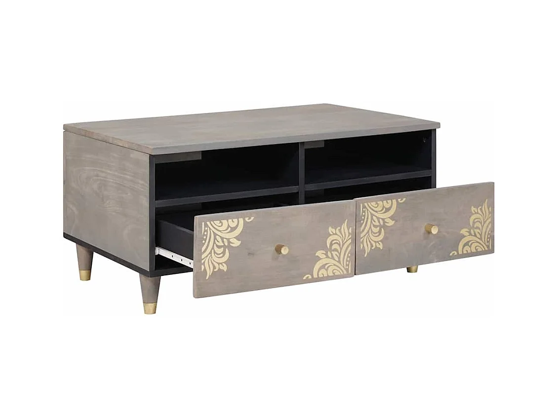 Table basse Gris 80 x 54 x 40 cm bois de manguier massif