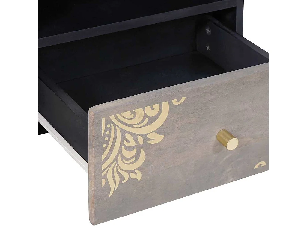 Table basse Gris 80 x 54 x 40 cm bois de manguier massif