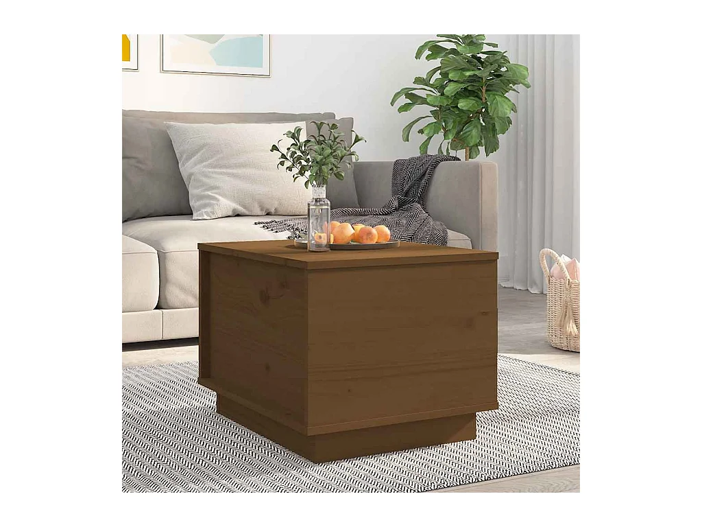 Table basse Marron miel 40x50x35 cm Bois massif de pin