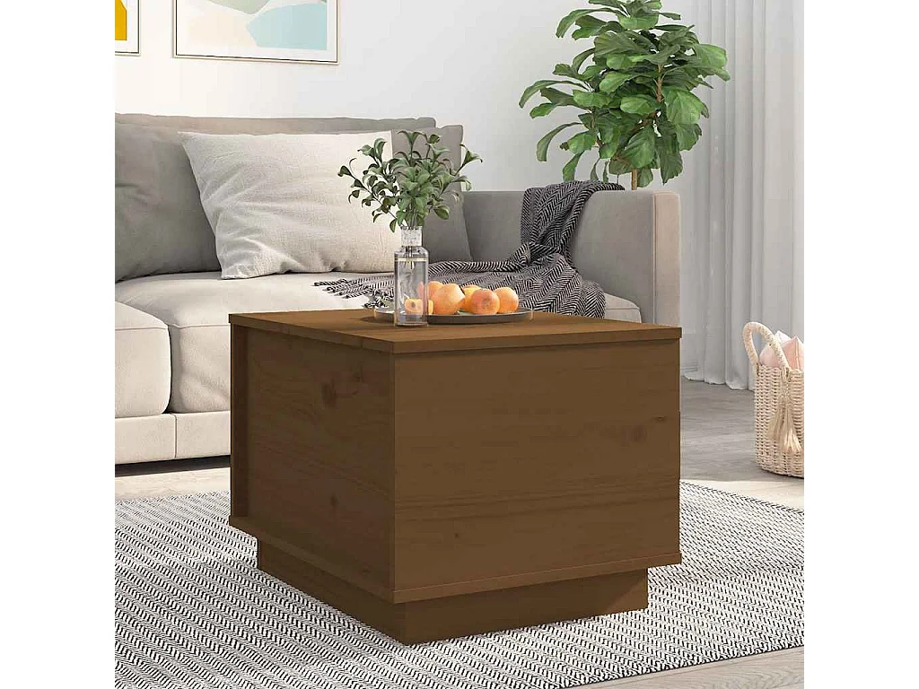 Table basse Marron miel 40x50x35 cm Bois massif de pin
