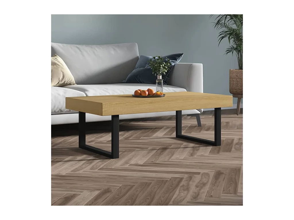 Table basse Marron clair et noir 120x60x40 cm MDF et fer