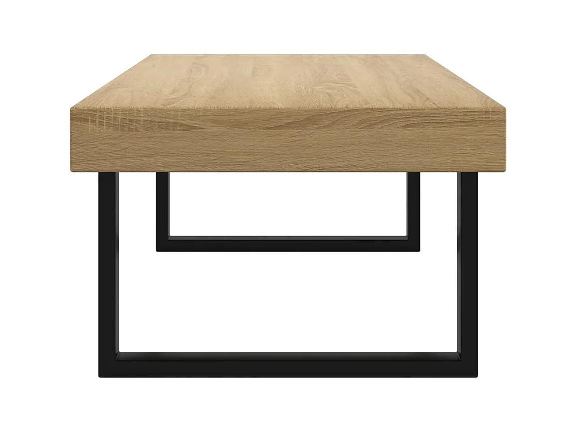 Table basse Marron clair et noir 120x60x40 cm MDF et fer