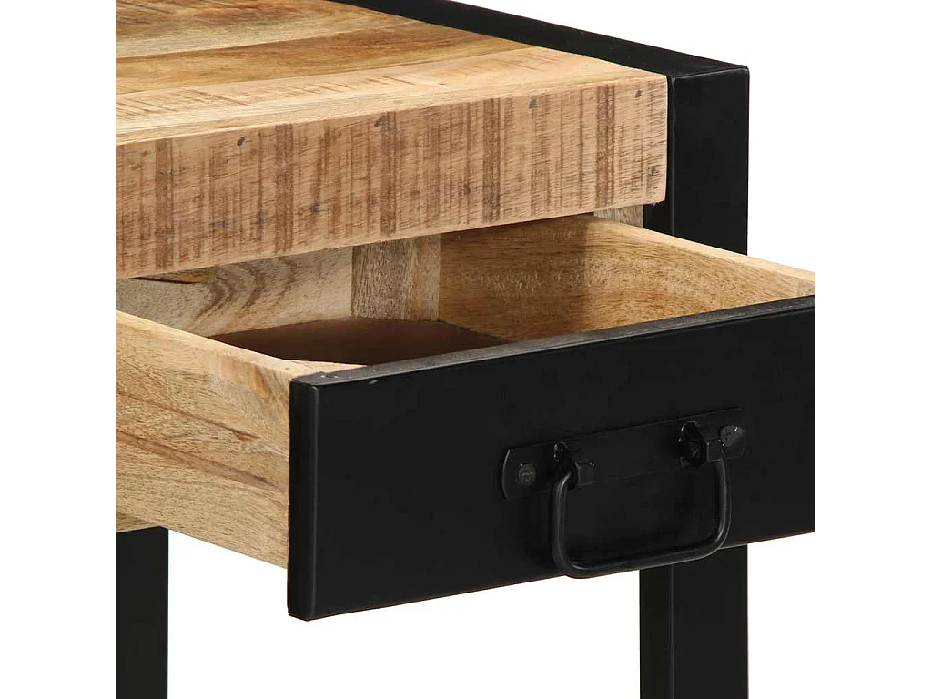 Tavolino laterale 40x40x50 cm in legno massello di mango grezzo