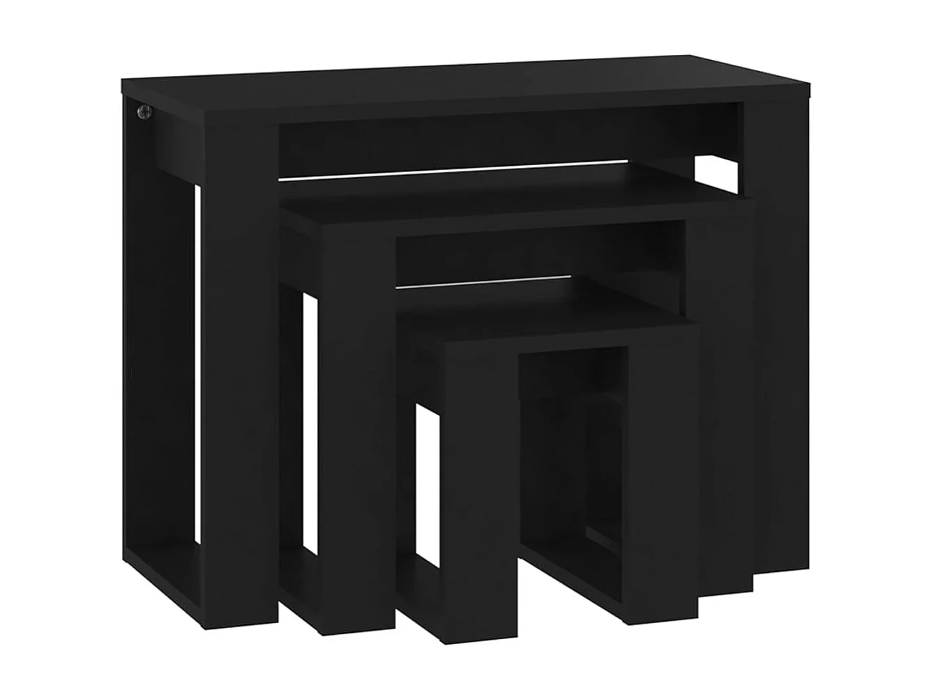 Tables gigognes 3 pcs Noir Bois d'ingénierie