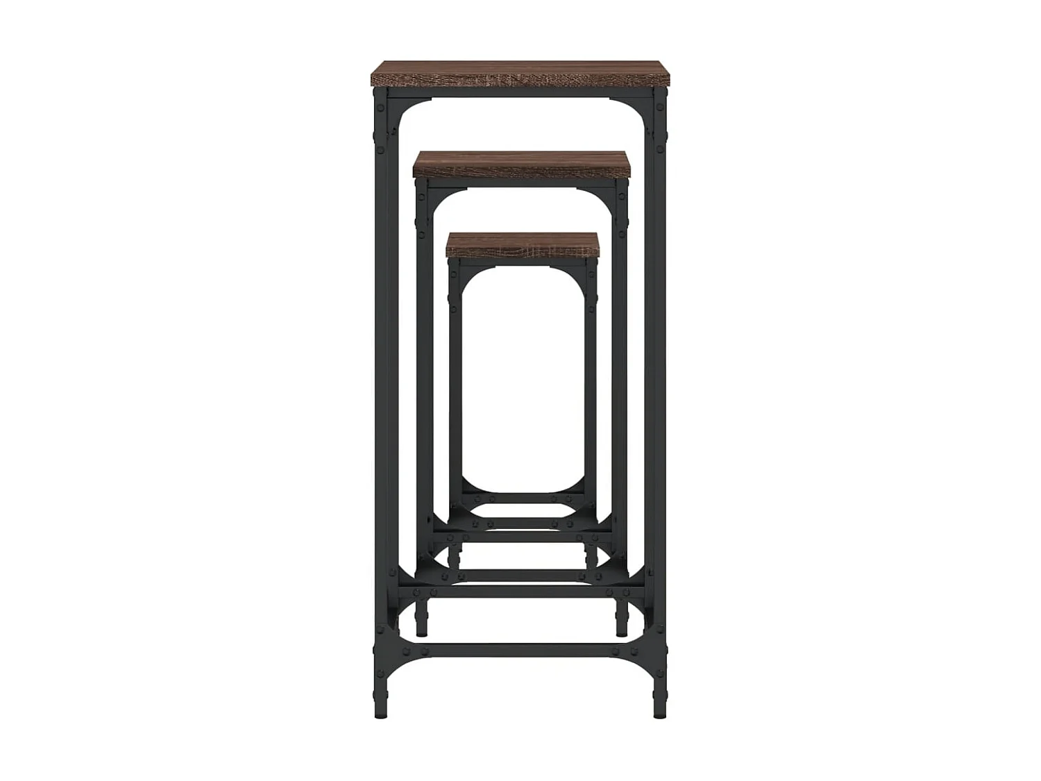 Tavolini laterali impilabili 3 pezzi in legno ingegnerizzato color rovere marrone