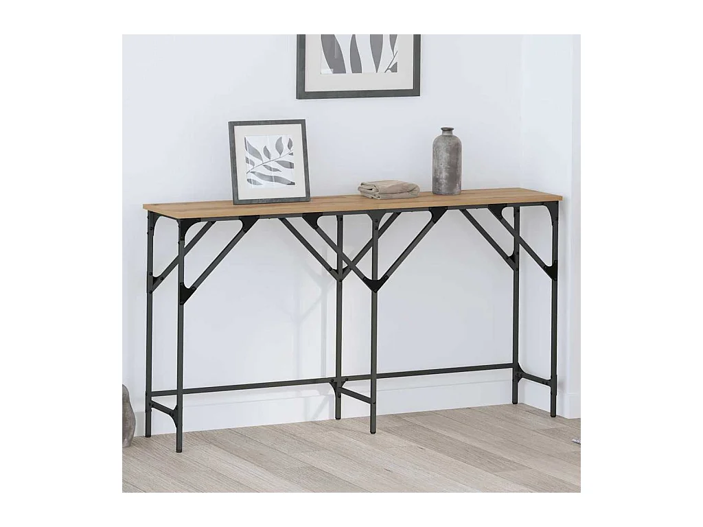 Table console chêne artisanal 140 x 29 x 75 cm