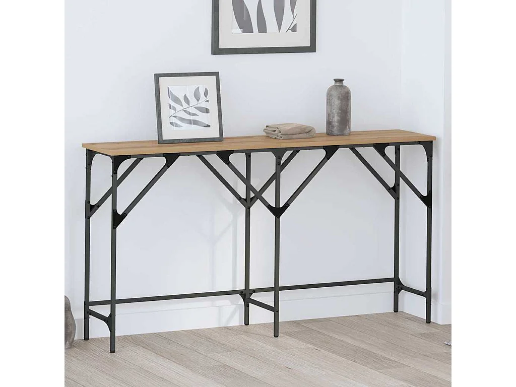 Table console chêne artisanal 140 x 29 x 75 cm