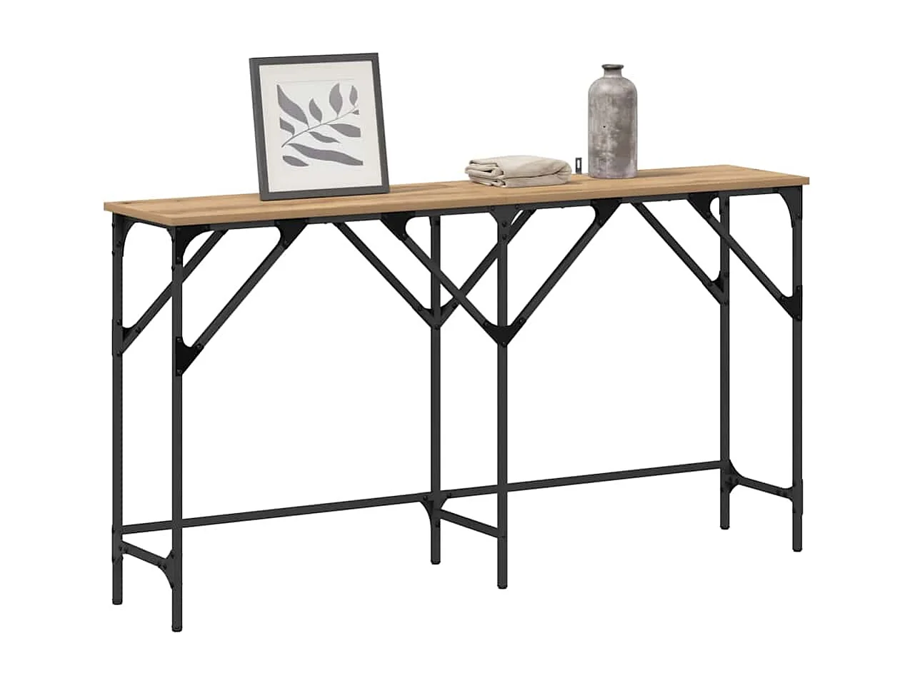 Handgemaakte eiken consoletafel 140 x 29 x 75 cm