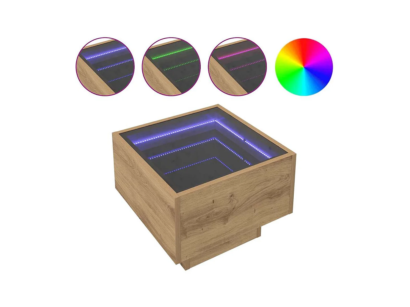 Tavolino da caffè in rovere fatto a mano 40 x 40 x 30 cm Legno ingegnerizzato