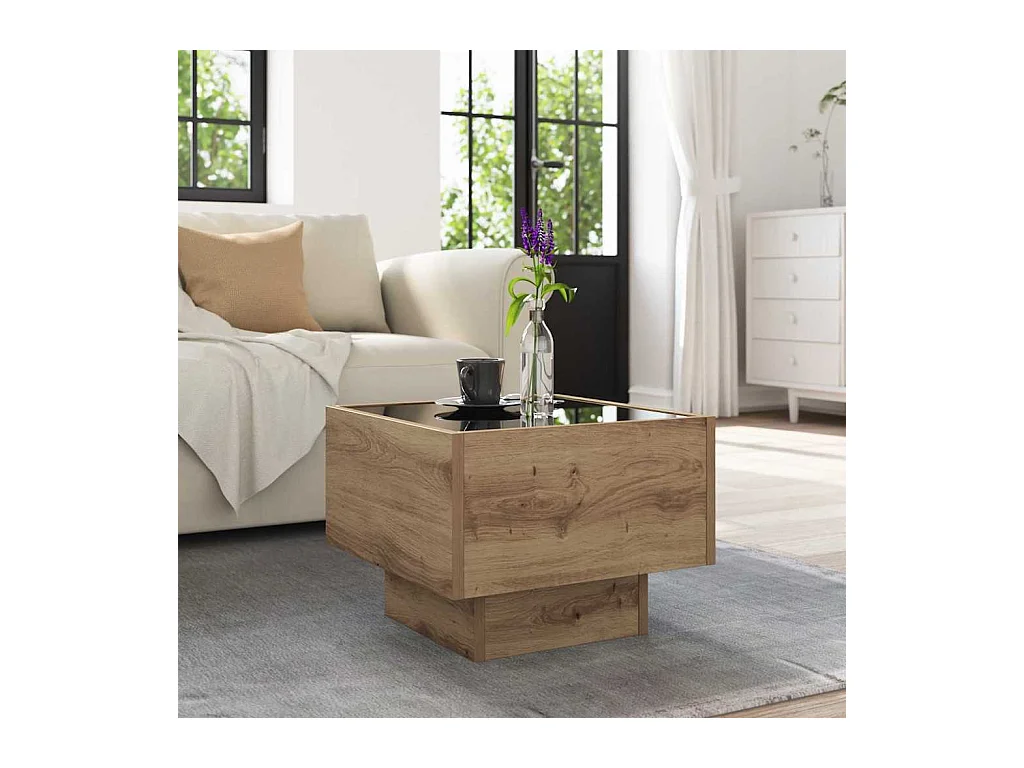 Tavolino da caffè in rovere fatto a mano 40 x 40 x 30 cm Legno ingegnerizzato