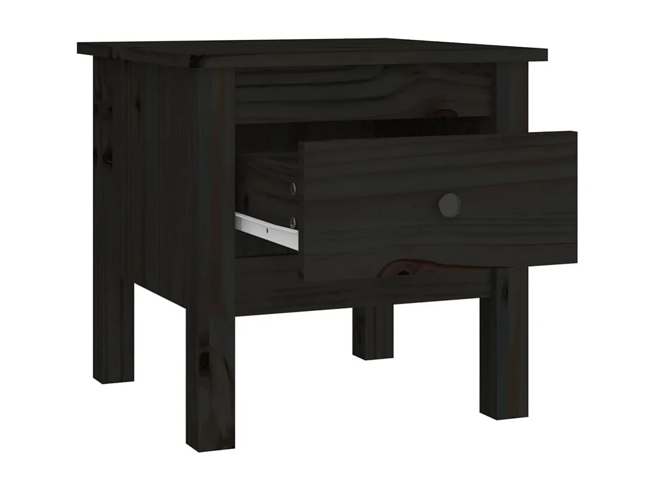 Tavolino Nero 40x40x39 cm Legno massello di pino