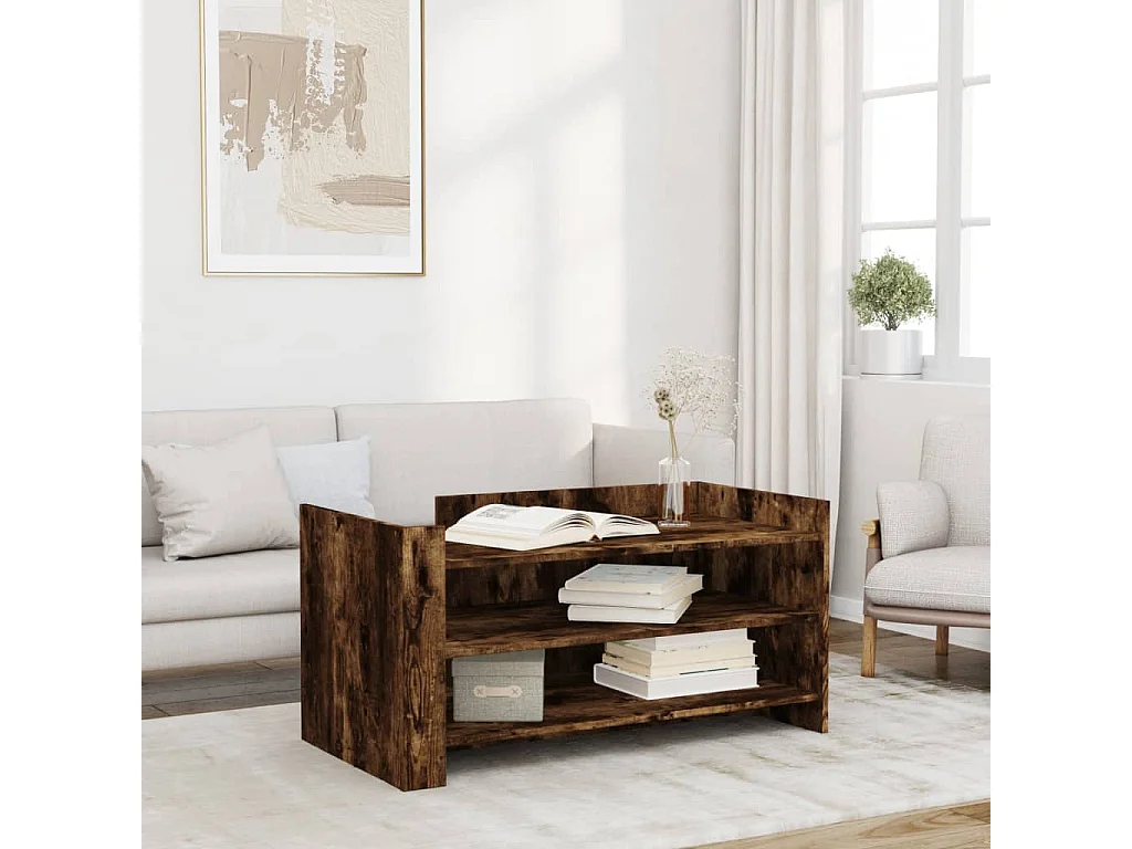 Mesa de centro de roble ahumado 100x50x50 cm madera de ingeniería