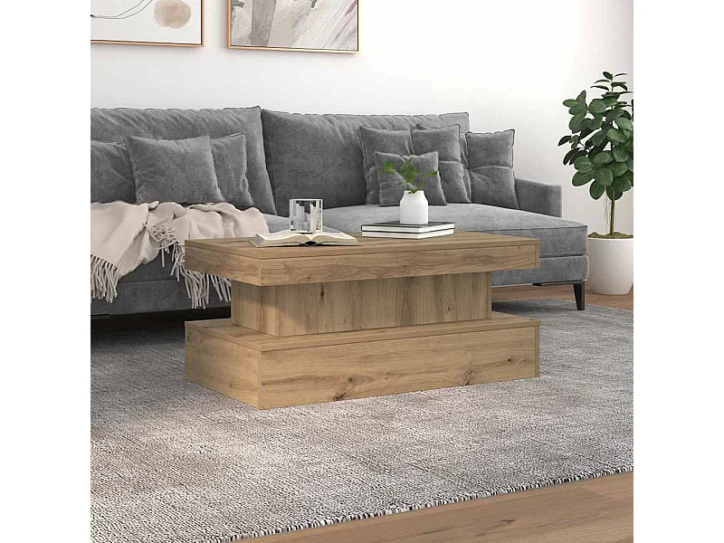 Salontafel met LED-verlichting, handgemaakt eikenhout, 90x50x40 cm