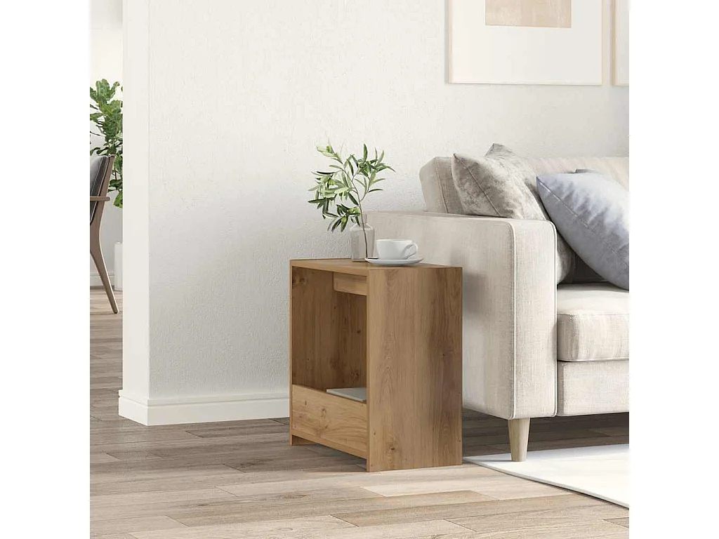 Table d'appoint chêne artisanal 50x26x50 cm bois d'ingénierie