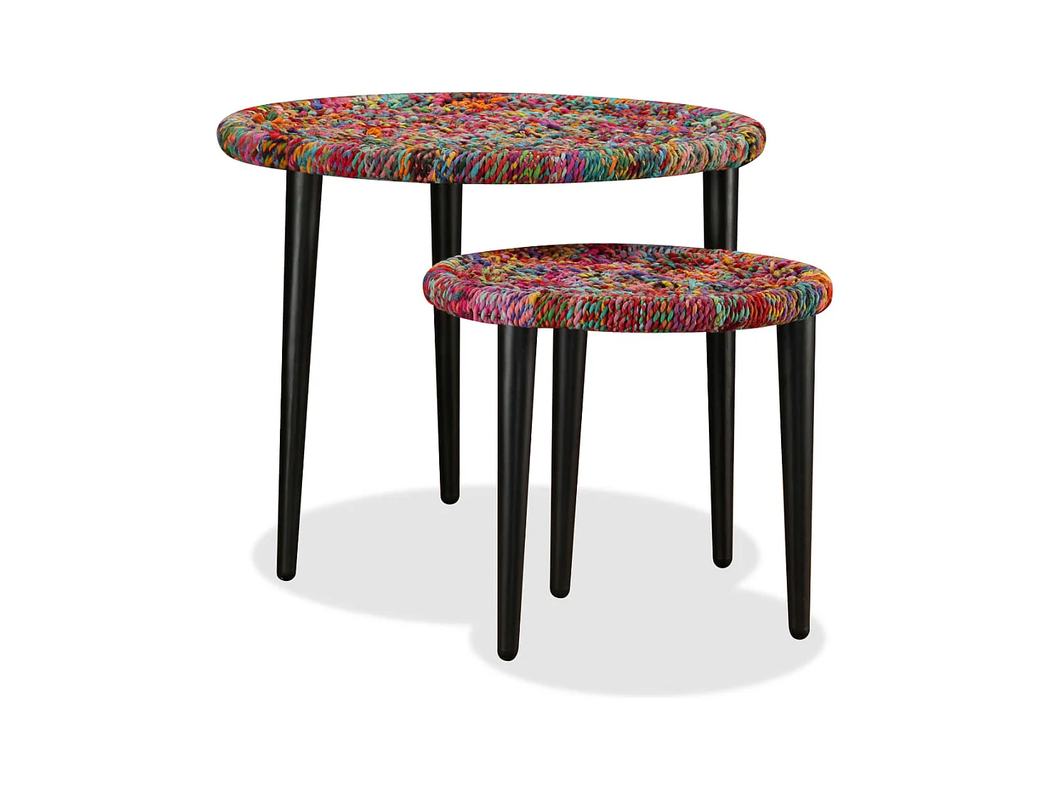 2 stuks salontafel Chindi geweven details veelkleurig