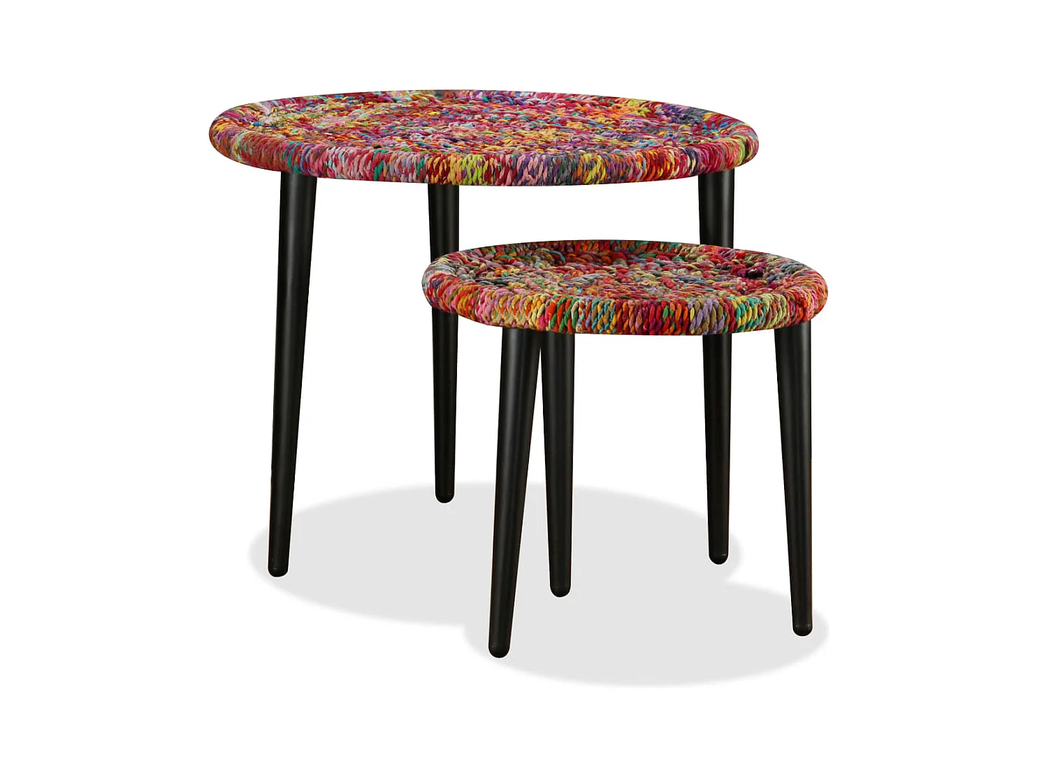 2 stuks salontafel Chindi geweven details veelkleurig