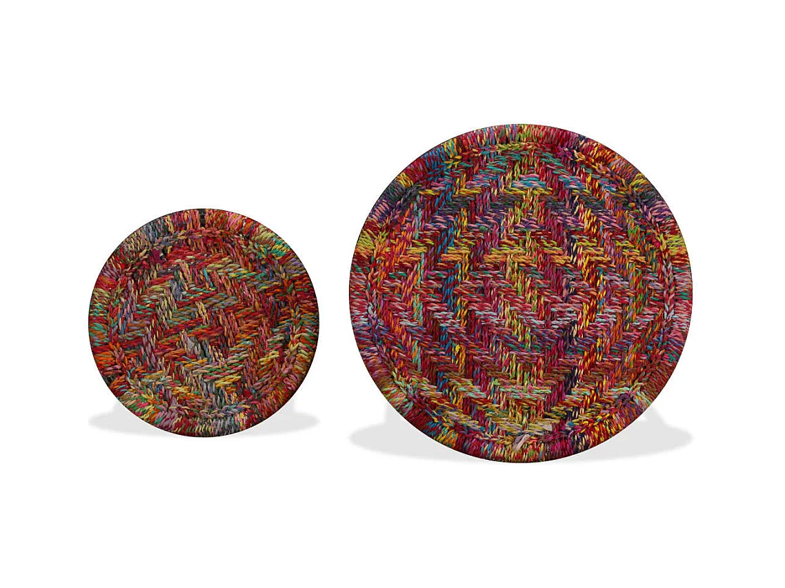 2 stuks salontafel Chindi geweven details veelkleurig