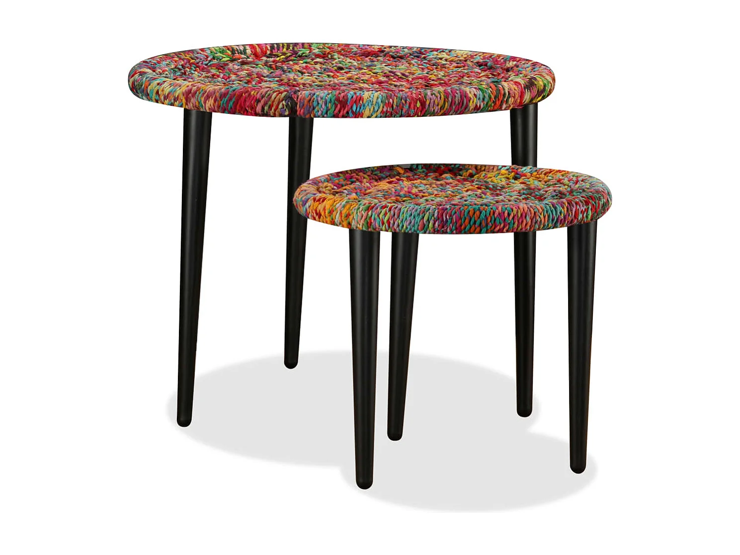 Table basse 2 pcs Détails tissés chindi Multicolore