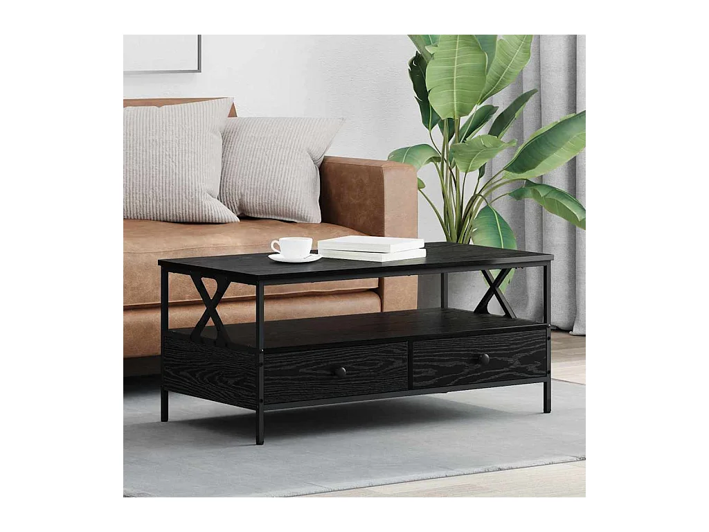 Mesa de centro de roble negro 100 x 51 x 45 cm Madera de ingeniería