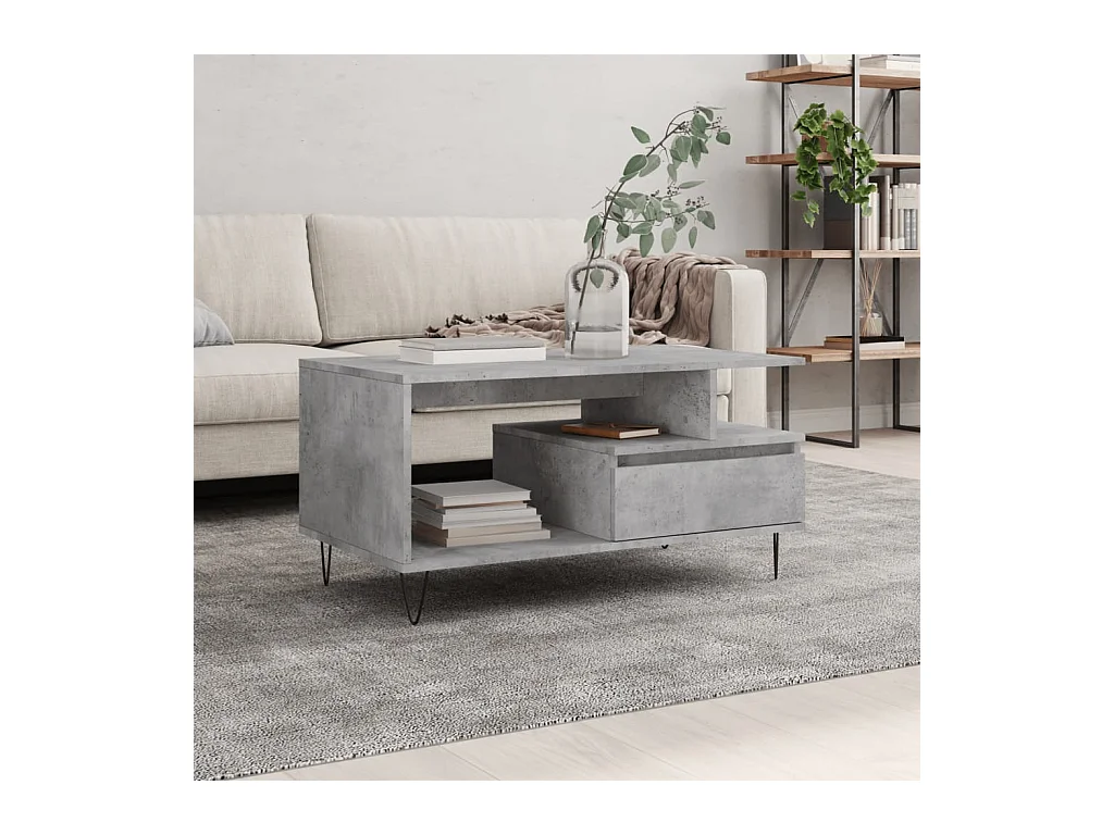 Table basse Gris béton 90x49x45 cm Bois d'ingénierie