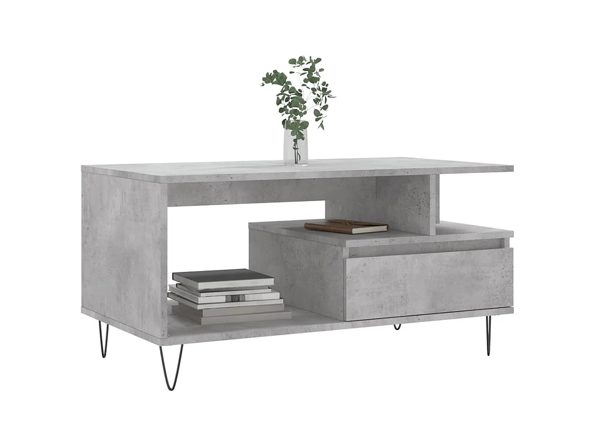 Table basse Gris béton 90x49x45 cm Bois d'ingénierie