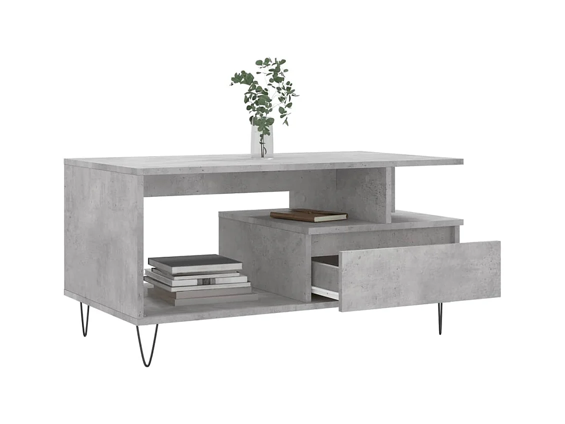 Table basse Gris béton 90x49x45 cm Bois d'ingénierie