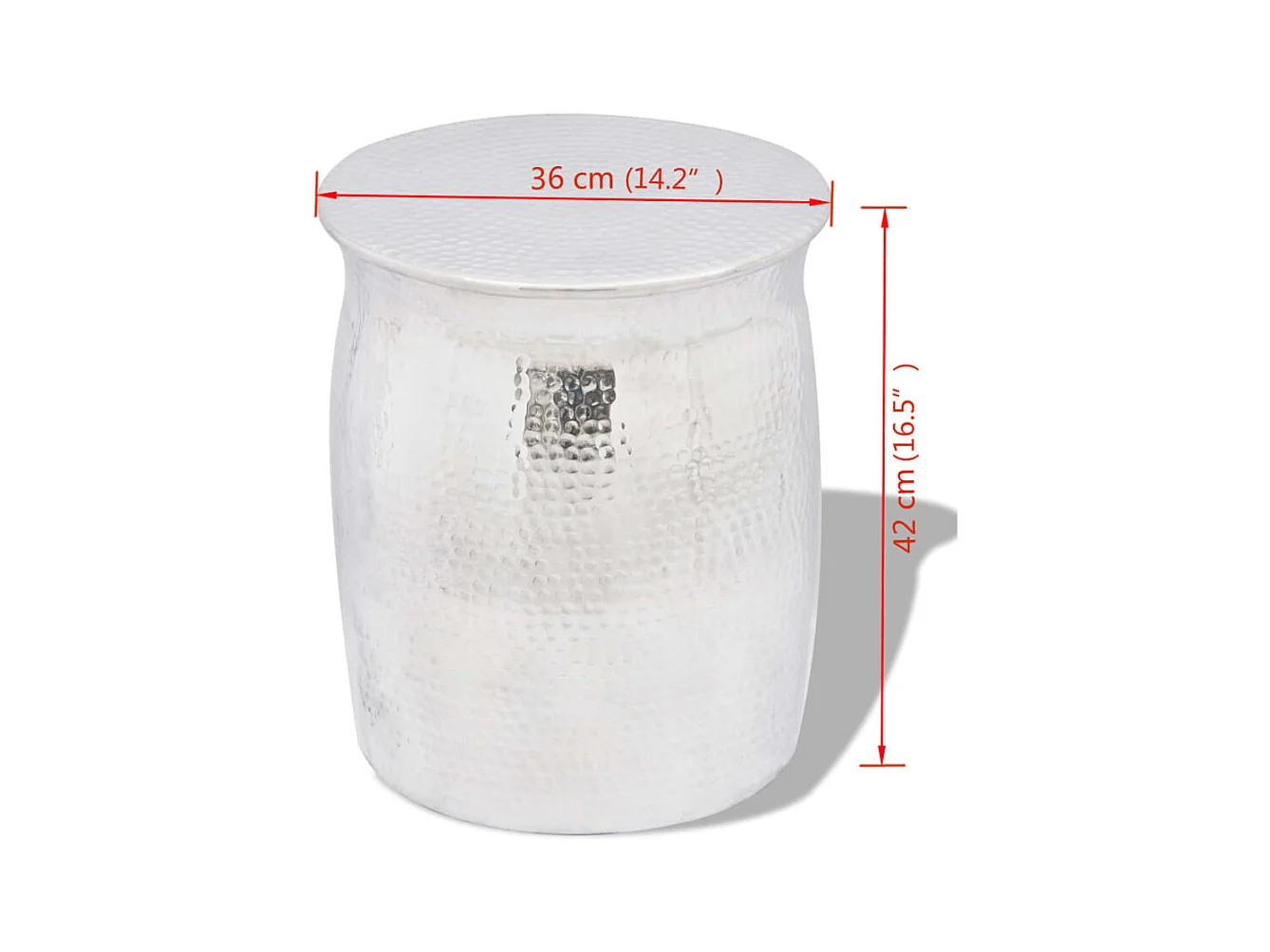 Table basse/tabouret martelé en aluminium Argenté