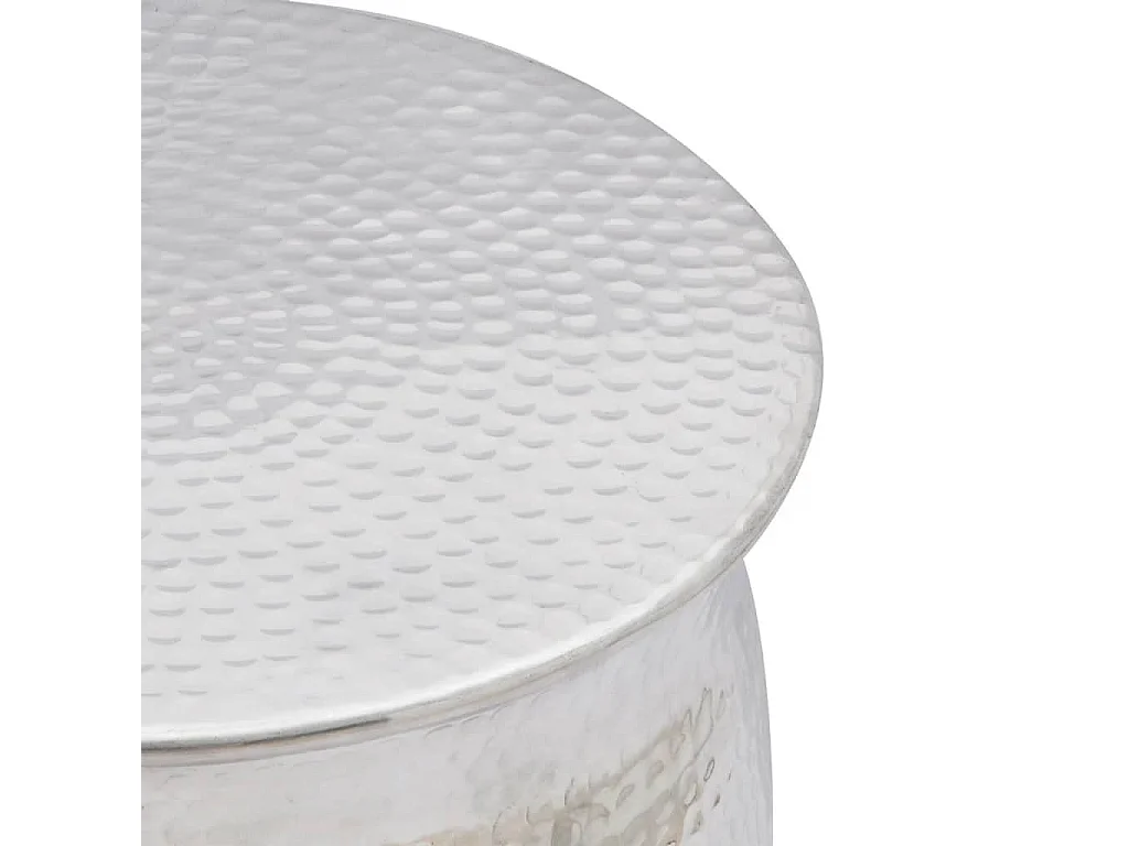 Table basse/tabouret martelé en aluminium Argenté