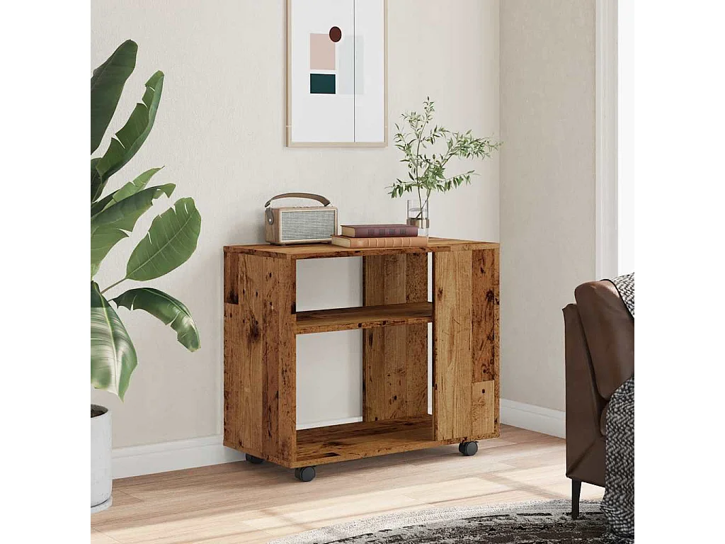 Mesa auxiliar de madera antigua 70x35x55 cm madera de ingeniería