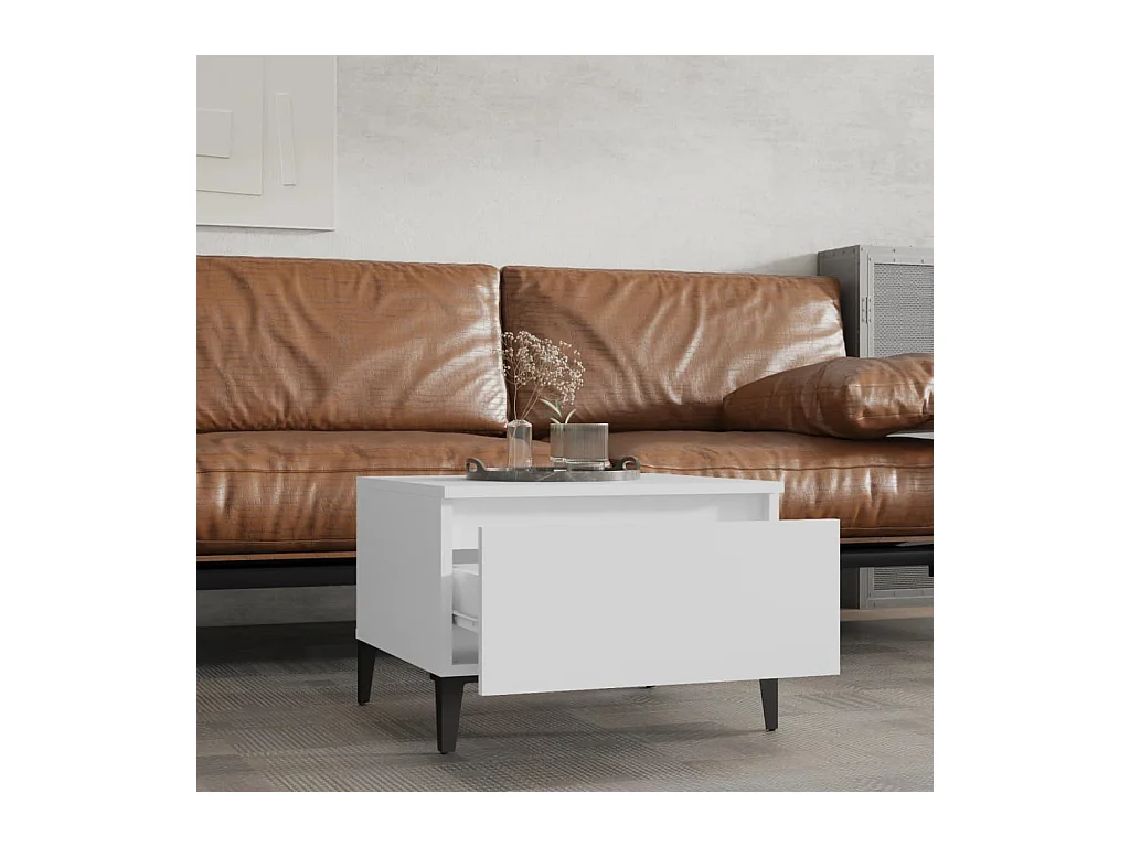 Bijzettafels 2 stuks Wit 50x46x35 cm Bewerkt hout